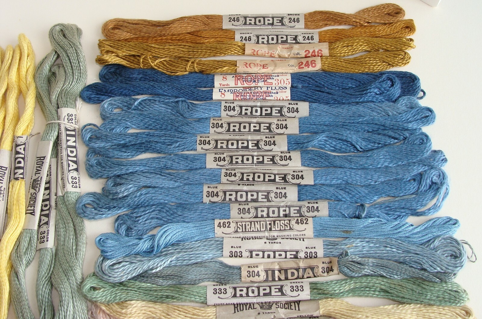Antique Vintage Lot of 74 Skeins Embroidery Floss Royal Society Rope India +
