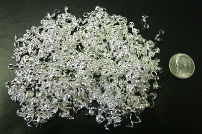 4mm Silver plated open clam shell metal bead tips 500+pcs clasp findings FPC204B