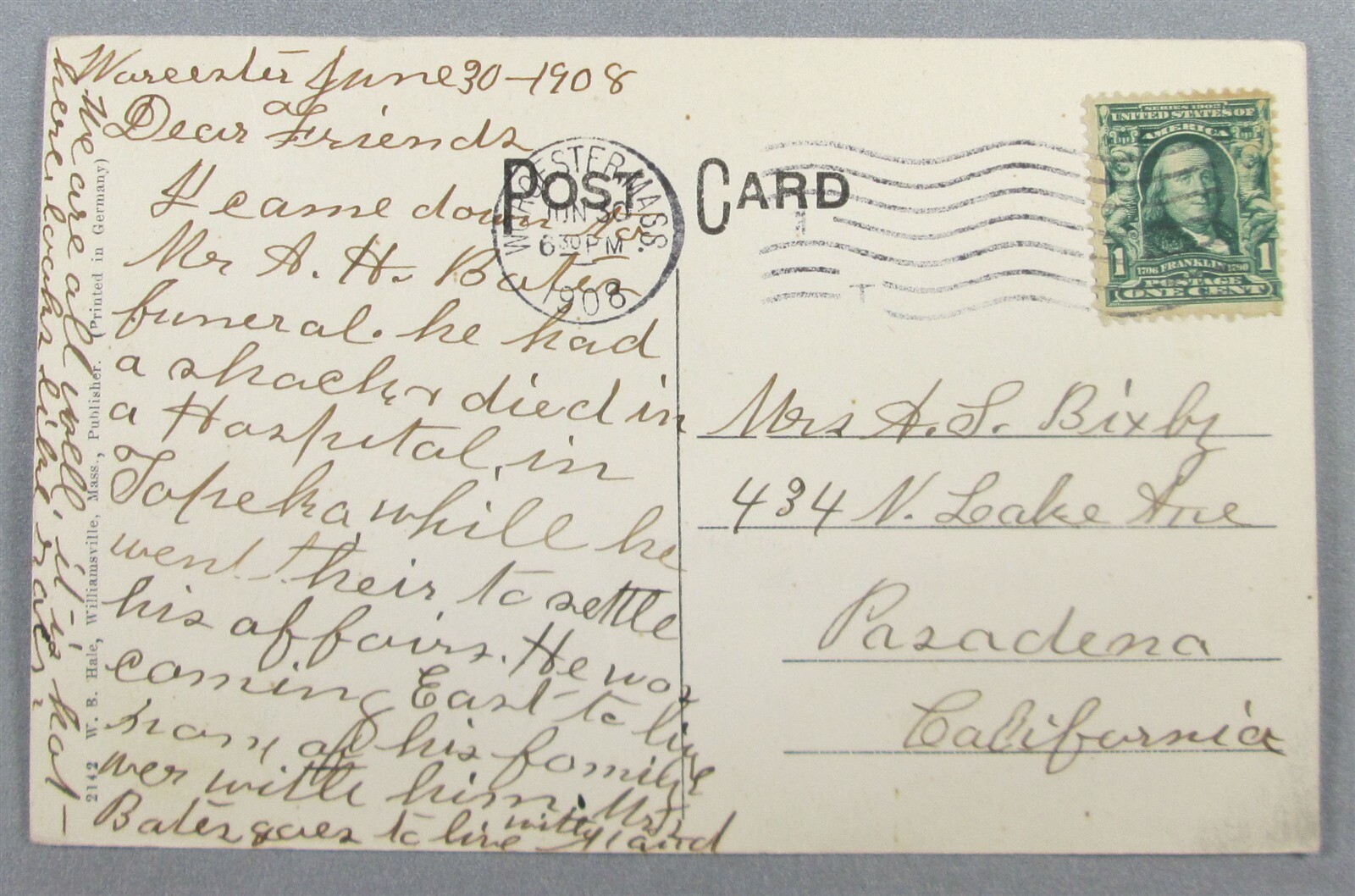 The Original Oaken Bucket, Old Baker Homestead, Jaffrey NH 1908 Postcard (#6476)