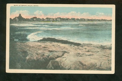 US Postcard postally used Surf at Brant Rock, MA Color
