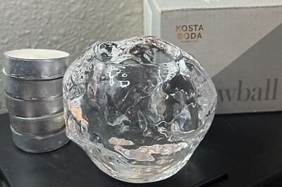 VTG KOSTA BODA Crystal Glass Snowball Votive Candle Holder Ann Warff SWEDEN Ball