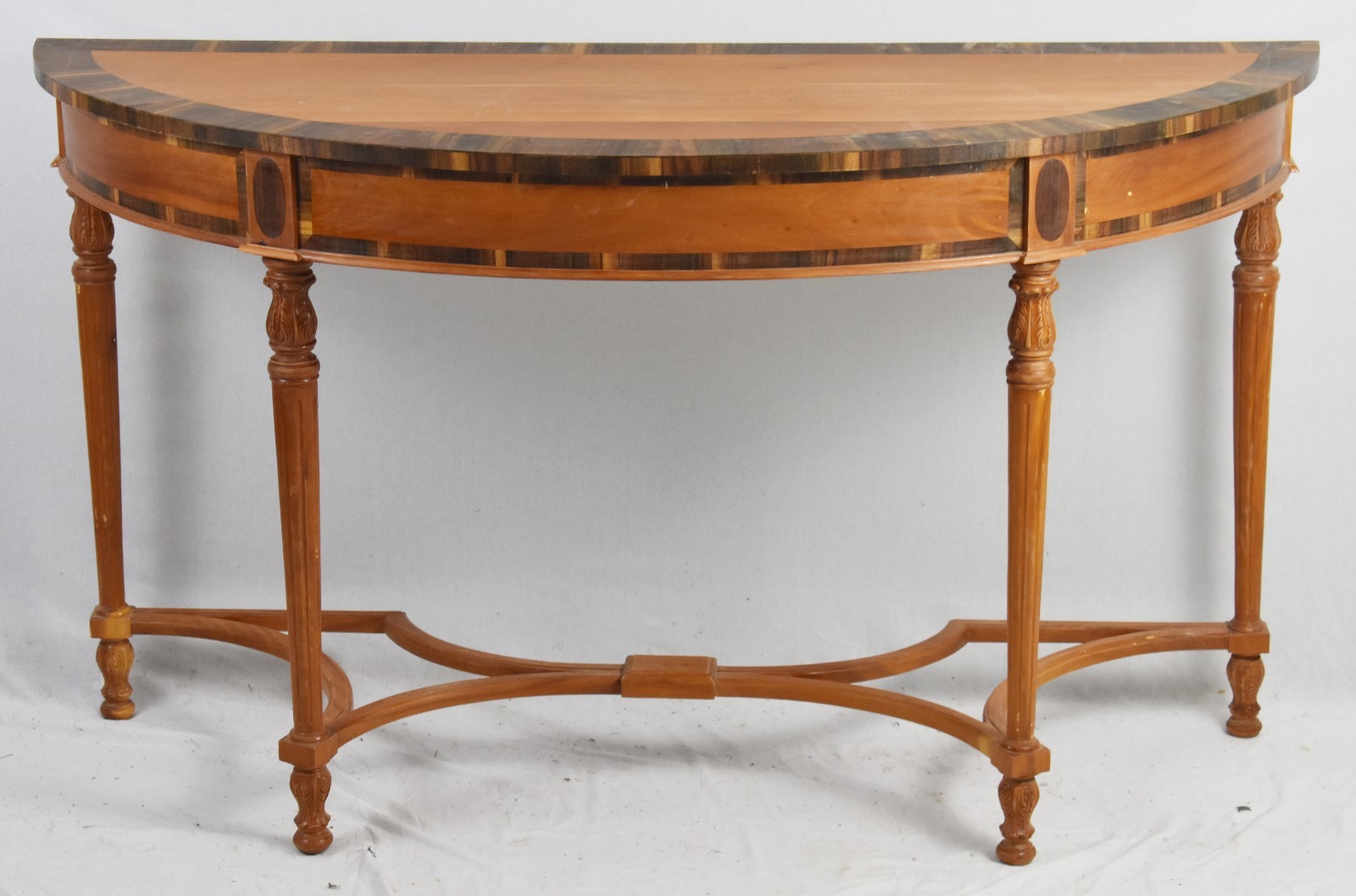 Pair of GEORGIAN Kingwood Demilune Banded Console Table