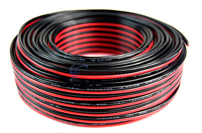 100 Ft. 18 Ga. Gauge Red Black 2 Conductor Speaker Wire Copper Clad Aluminum 12V