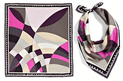 EMILIO PUCCI 'Fantasia' Print SILK TWILL SCARF FOULARD  35''x 35''  Made in ITALY 