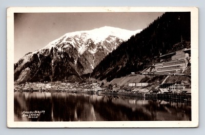 RPPC Scenic View of River & Mountain Landscape Juneau Alaska AK Postcard