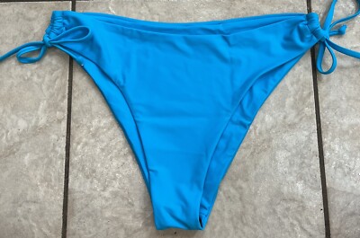 Women s NWT SHEIN Turquoise Lined Side Tie Size L(8-10) Cheeky Bikini Bottom