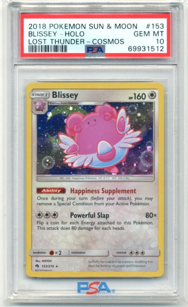 2018 Pokemon Lost Thunder Blissey 153/214 Cosmos Holo w 2018 Pokemon Lost Thunder Blissey 153/214 Cosmos Holo w