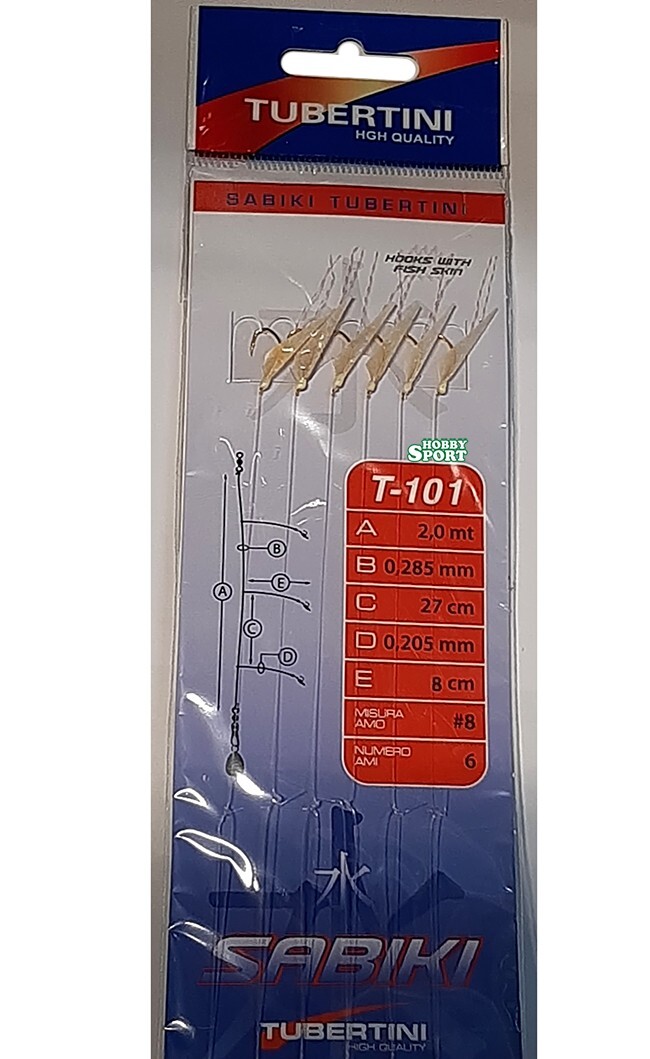 SABIKI TUBERTINI T 101 - HOOK SIZE 9 ARTIFICIALE MARE  PELLE DI PESCE 6 AMI