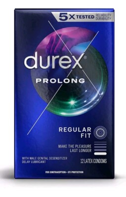 4 Packs Of  Durex Prolong Ultra Fine Ribbed and Dotted Latex Condoms (12 ct Each