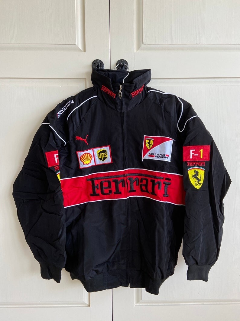 Ferrari F1 ナイロンジャケット White Ferrari Racing F1 Vantage Jacket Sublimation Printed