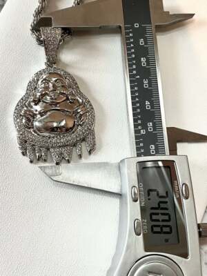 Pre-owned Nsg Men's Buddha 3.5 Ct 100% Genuine D/vvs Moissanite Religious Pendant 925 Silver In White