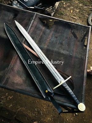 32 Inch Handmade Damascus Steel Double Edge Viking Sword With Sheath