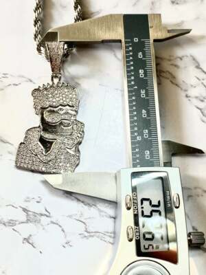 Pre-owned Nsg 3.5 Ct Tester Passing Moissanite Bart Face Fancy Unique Men's Pendant 925 Silver In White