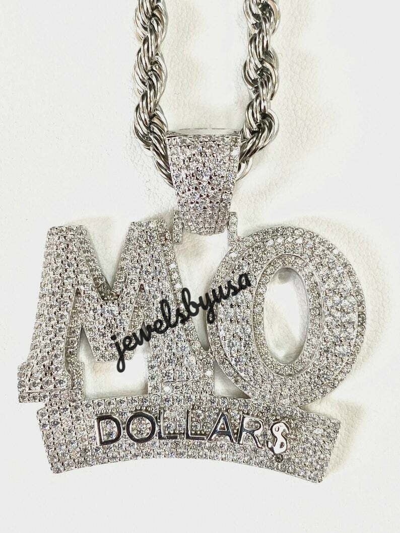Pre-owned Nsg Buss Down Men's 3.6ct Tester Passing Moissanite Custom Letter Pendant 925 Silver In White