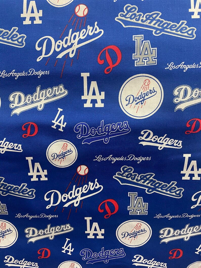 Blue Dodgers Baseball 100% Cotton Fabric by the yard 45