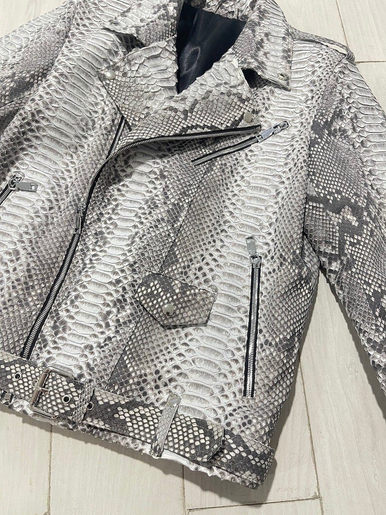 Man's Snakeskin Biker Jacket | Python Leather Moto Jacket