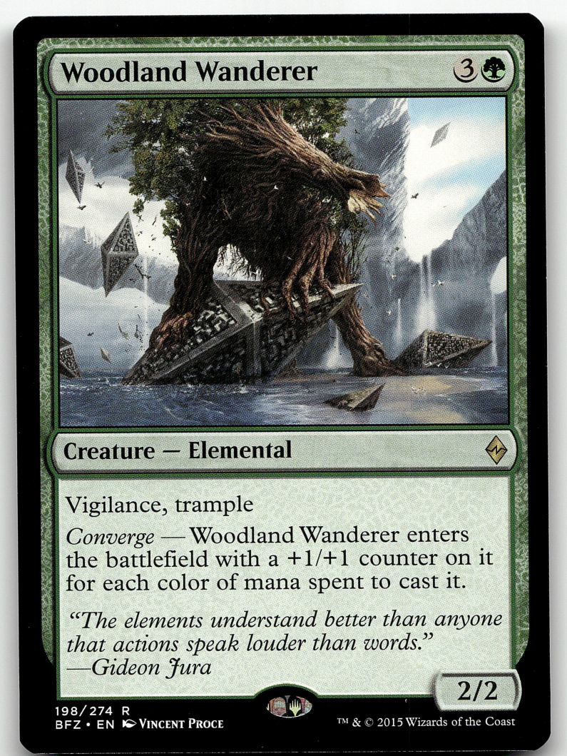 Woodland Wanderer 2x FOIL BFZ MTG Battle for Zendikar Rare MINT green Woodland Wanderer 2x FOIL BFZ MTG Battle for Zendikar Rare MINT green