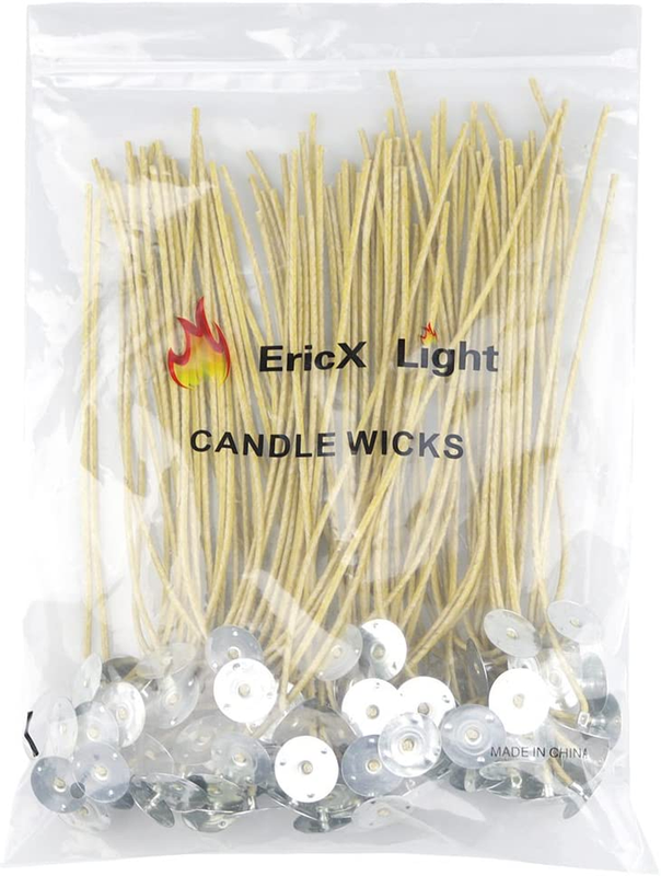 Organic Hemp Candle Wicks, 100 Piece 8" Pre-Waxed by 100% Be