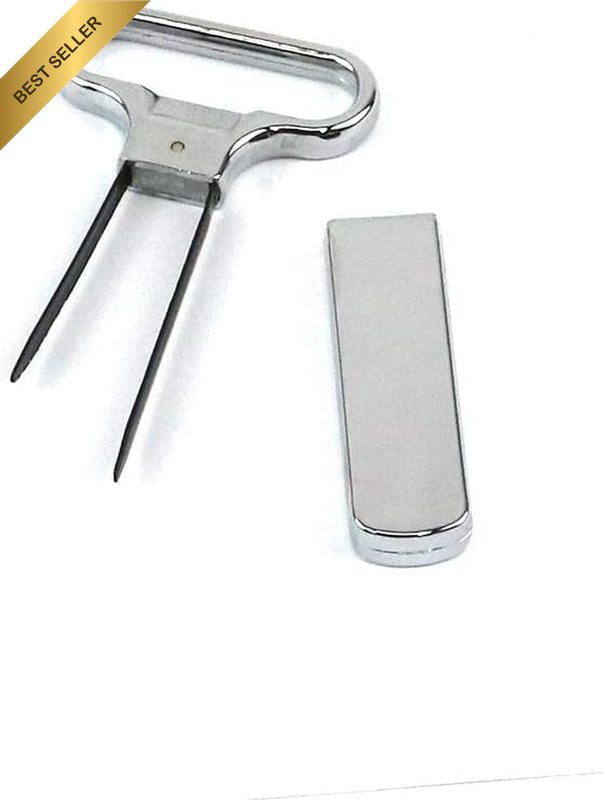 Wine and Beer Bottle Opener Set: Two - Prong Cork Puller with Cover for Wine Bot