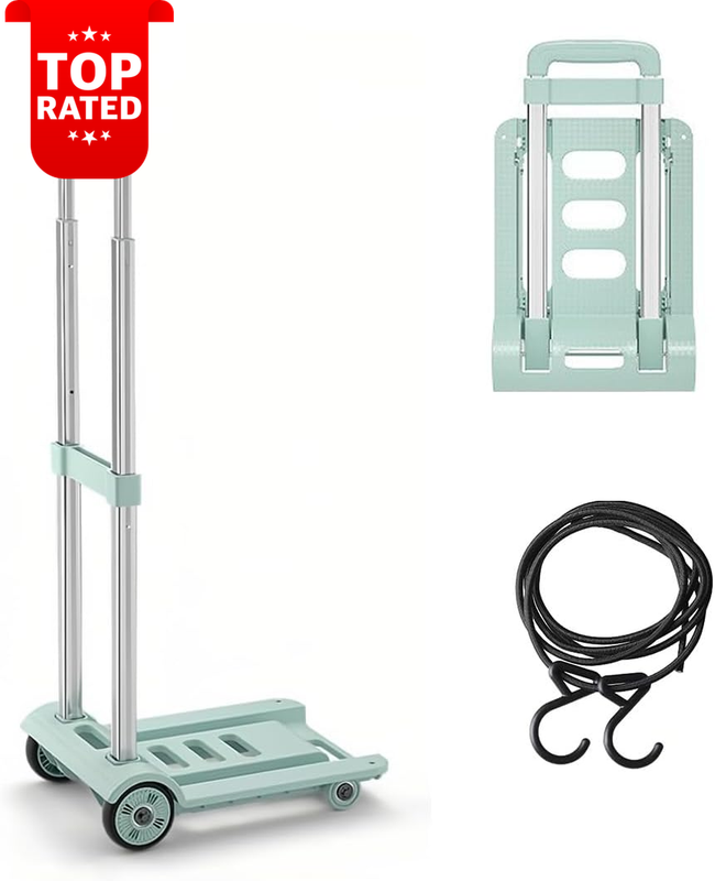 Portable Folding Shopping Trolley 4 Wheels Lightweight Travel Luggage Cart 40Kg