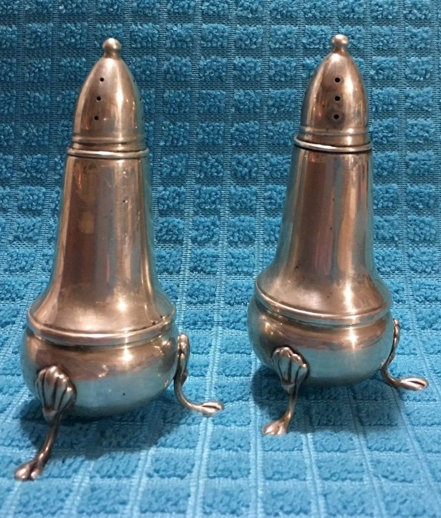 Crown Sterling Salt and Pepper Shakers Weighted