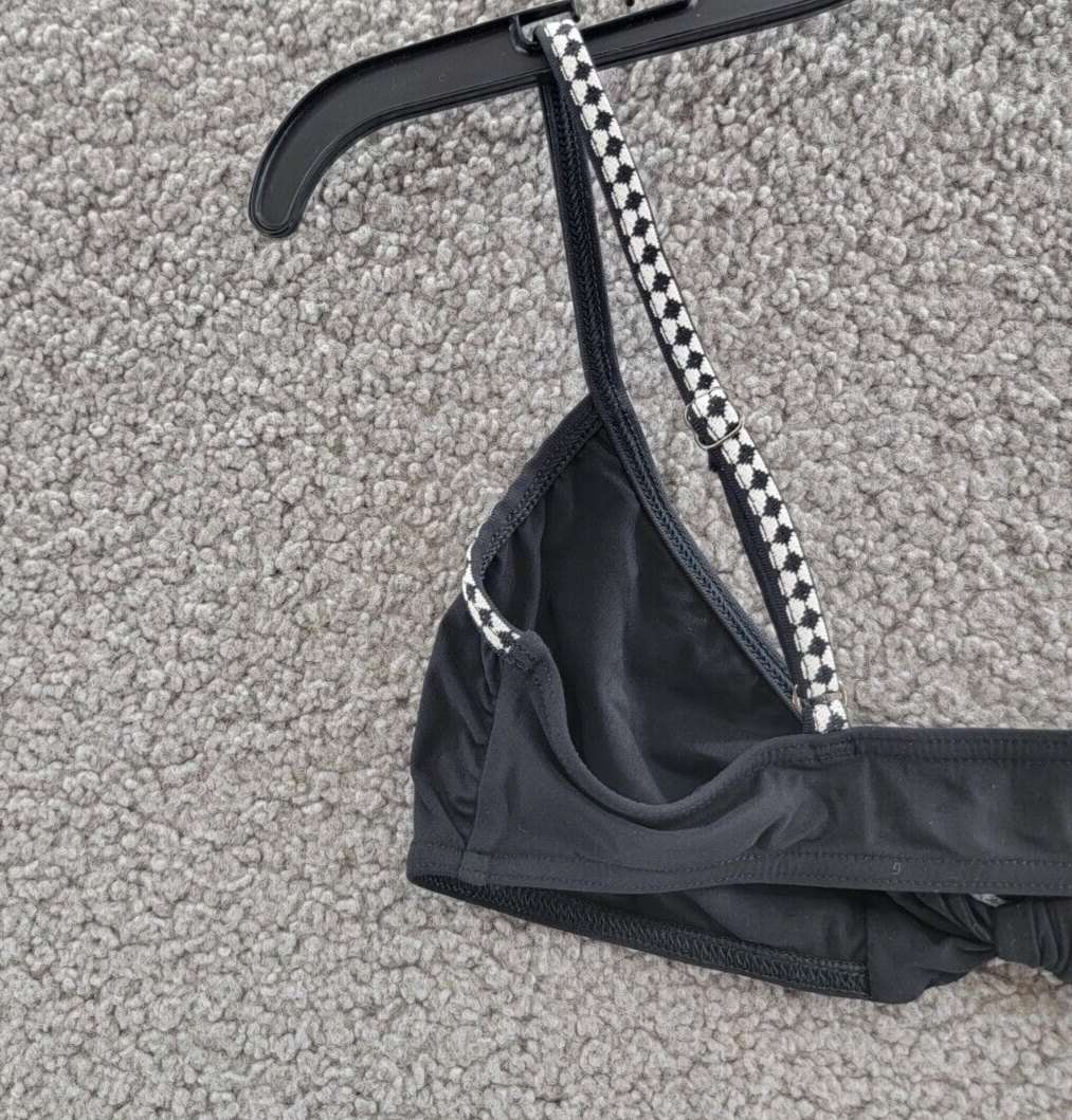LEMLEM Sara Bikini Top Women's XS Black Jacquard Trim Straps Tie Front Closure - Picture 12 of 15