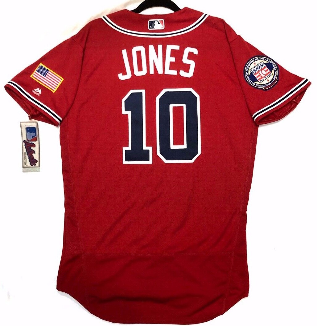 Authentic Majestic 48 XL, ATLANTA BRAVES RED FLEX BASE