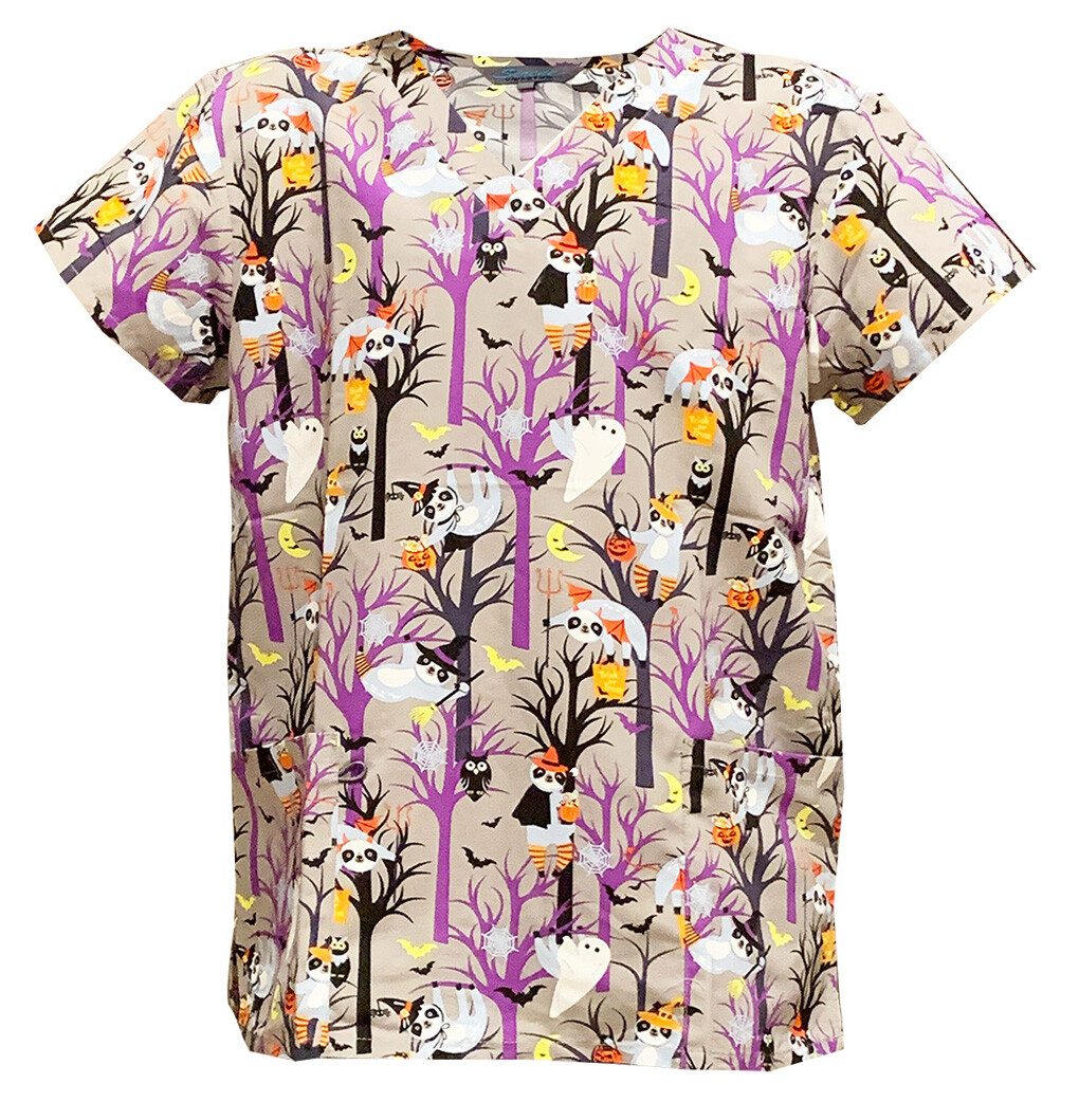 

Женский модный медицинский скраб для медсестер на Хэллоуин «Кошелёк или жизнь», Многоцветный