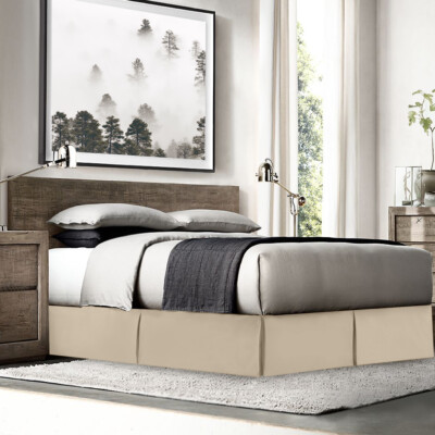 Luxury Dust Ruffle Double Brushed Microfiber Pleated Bed Skirt 14'' Tailored Drop