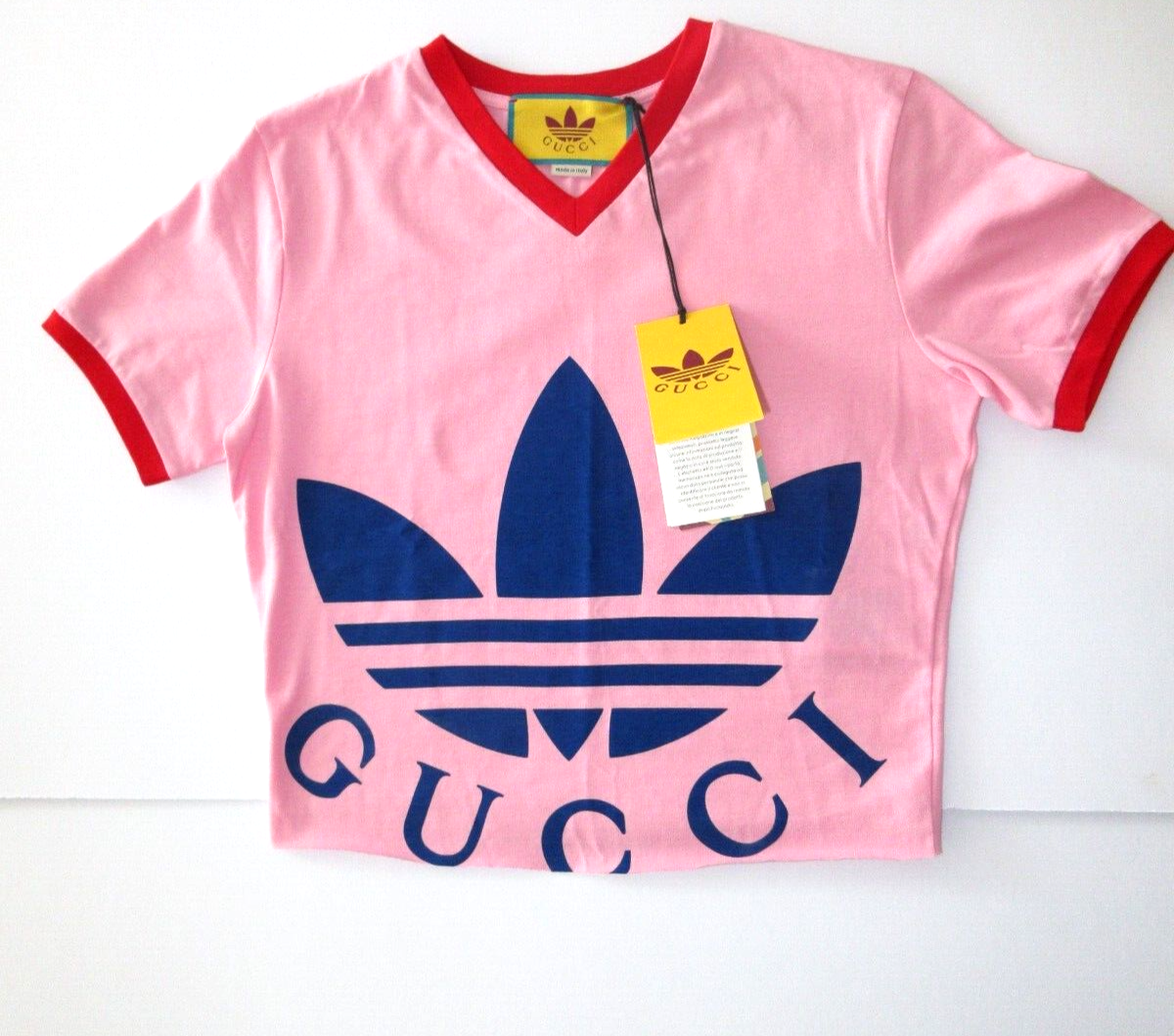 Pre-owned Gucci X Adidas Cropped Pink T-shirt Women's Size Xxs Authentic 693637