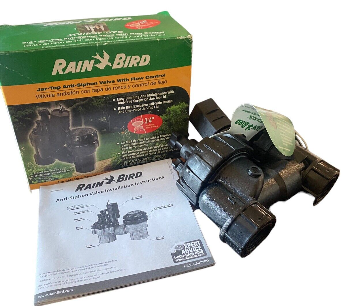NEW~Rain Bird JTV/ASF-075 3/4" Anti-Siphon Jar Top Valve Law
