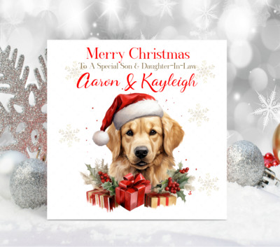 Christmas card Personalised Dog Christmas Card Golden Retriever Dog