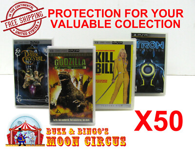 50x SONY PSP UMD VIDEO CIB CLEAR PROTECTIVE BOX PROTECTOR SLEEVE CASE  
