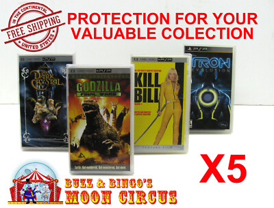 5x SONY PSP UMD VIDEO CIB CLEAR PROTECTIVE BOX PROTECTOR SLEEVE CASE  