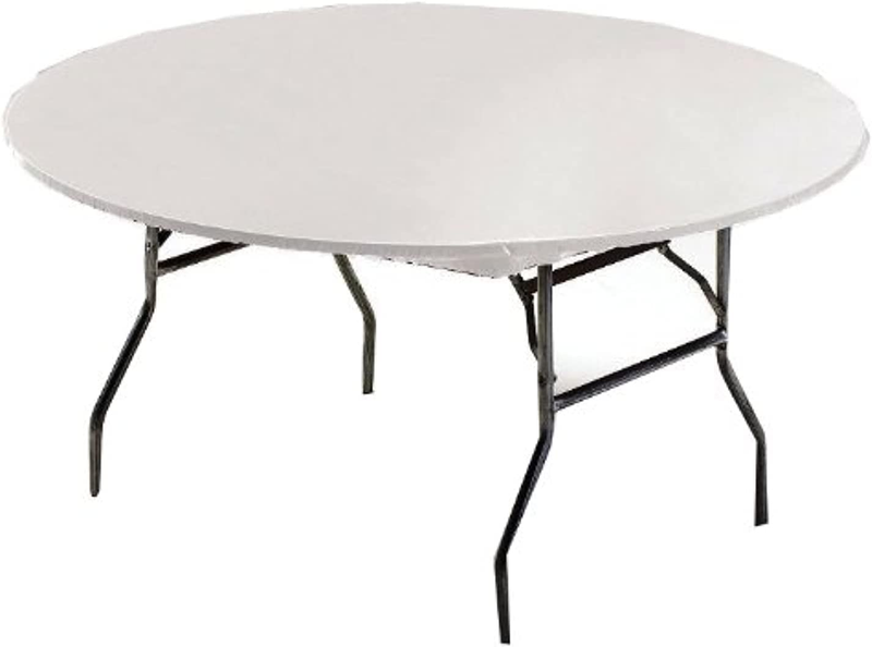 round Stay Put Plastic Table Cover, 60-Inch, White