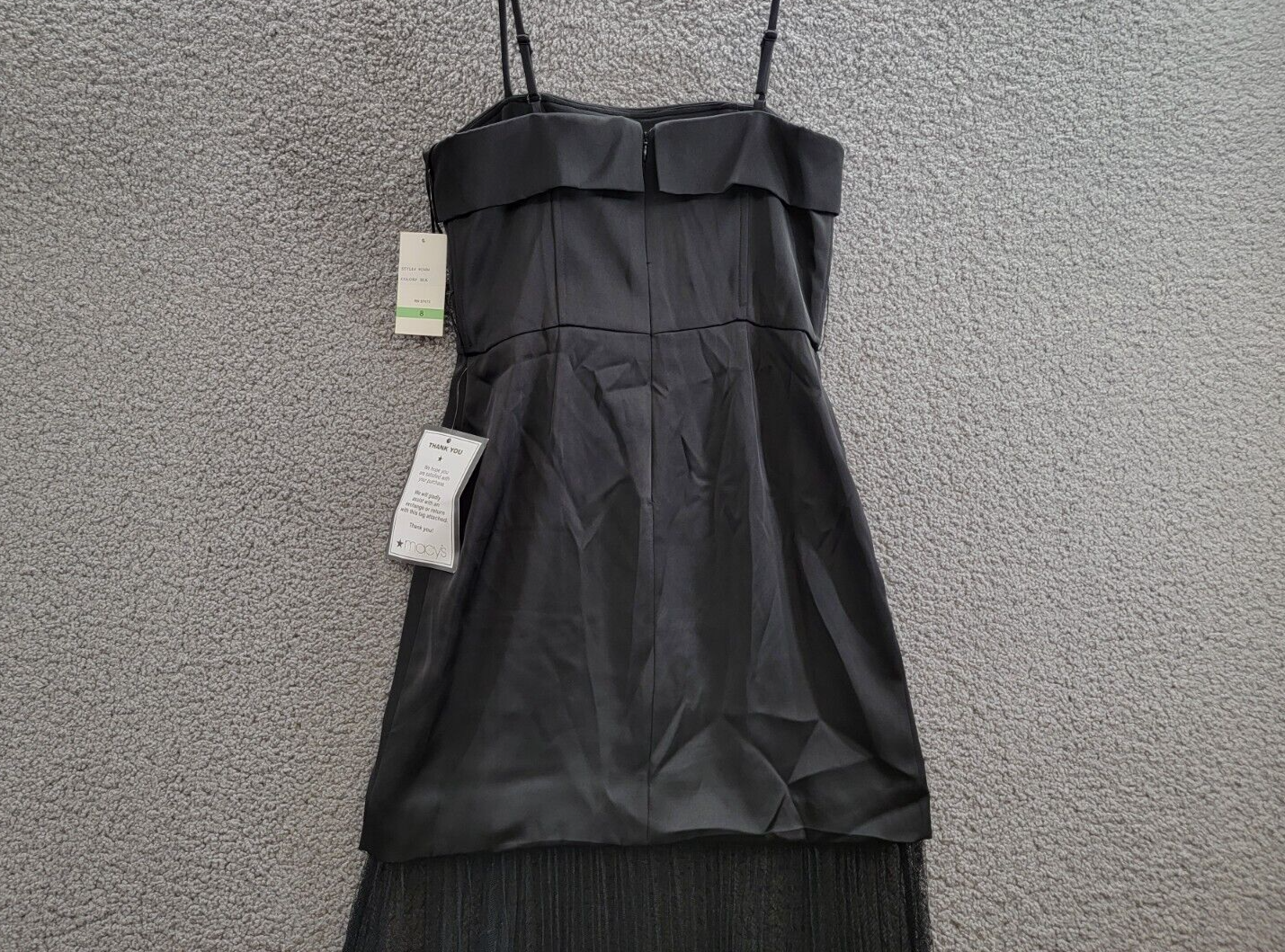 Taylor Corset-Style Bubble-Hem Dress Women's 8 Black Square Neck Back Zipped - Picture 10 of 16
