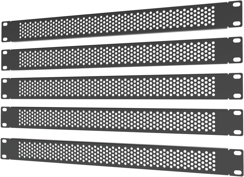 5 Pack 1U Venting Blank Panel - Steel Blank Rack Mount Panel | Filler Spacer for