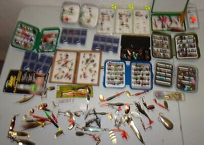huge collection fly fishing flies and spinners job lot boxed Hundreds of pounds