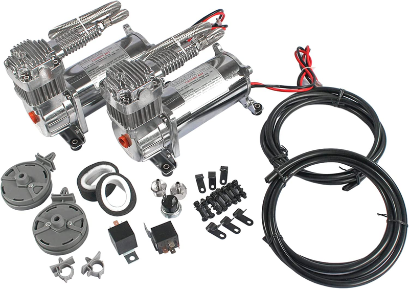 12V 444C 200 PSI Dual Value Pack Chrome Air Compressor for A