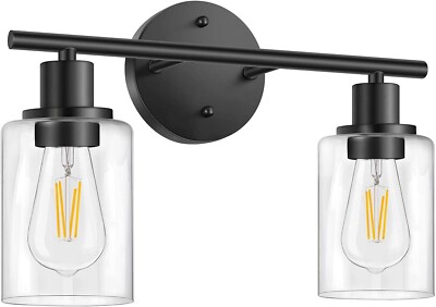 Folksmate 4-Light Black Wall Sconce with Clear Glass Shade