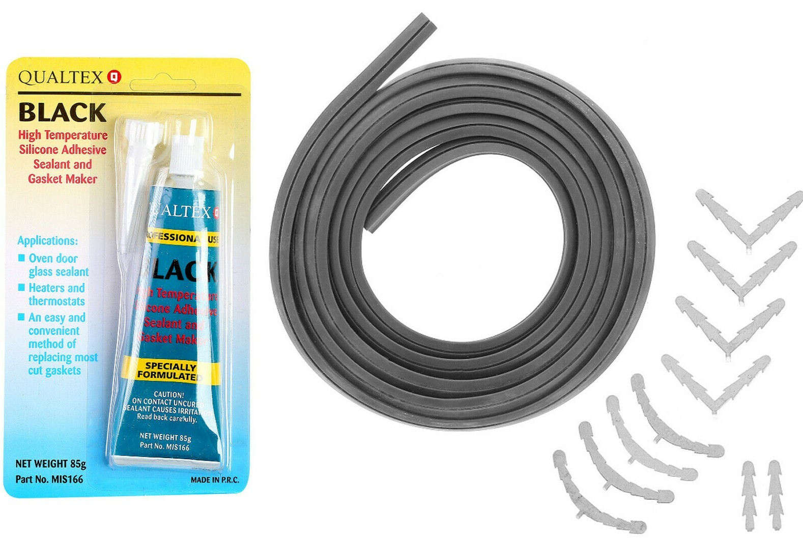 Universal 3 & 4 Sided Oven Cooker Door Seal Kit & Clips High