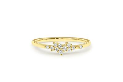 Cluster Minimalist Engagement Ring 2ct Round Lab-Created Moissanite Gold Plated