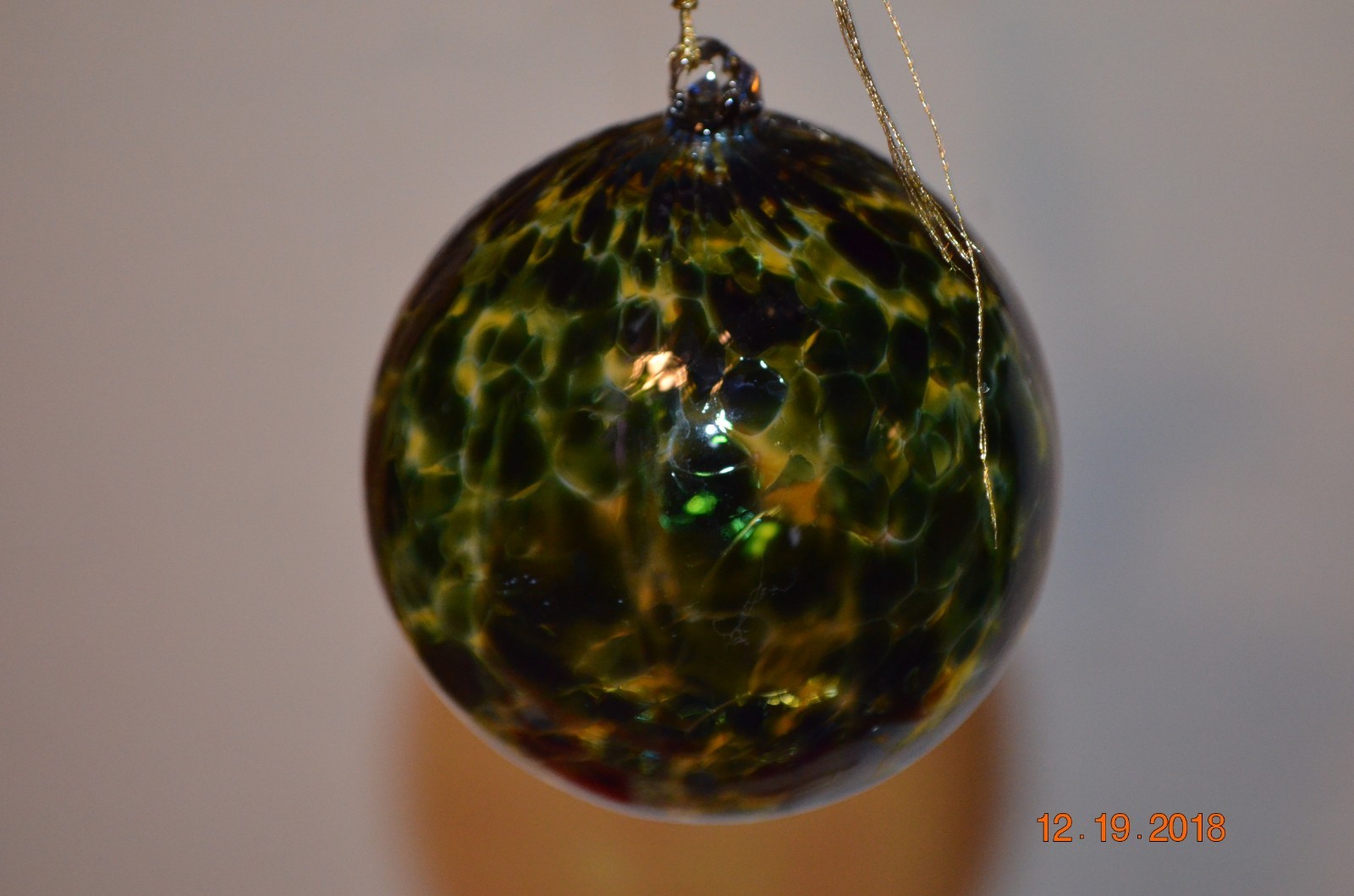 Large Vintage Art Glass Ornament Hand blown speckled