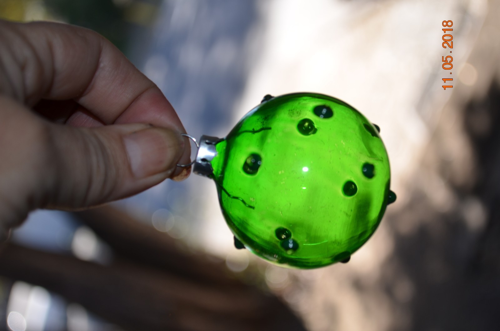 Green Bumpy Glass Christmas Ornament