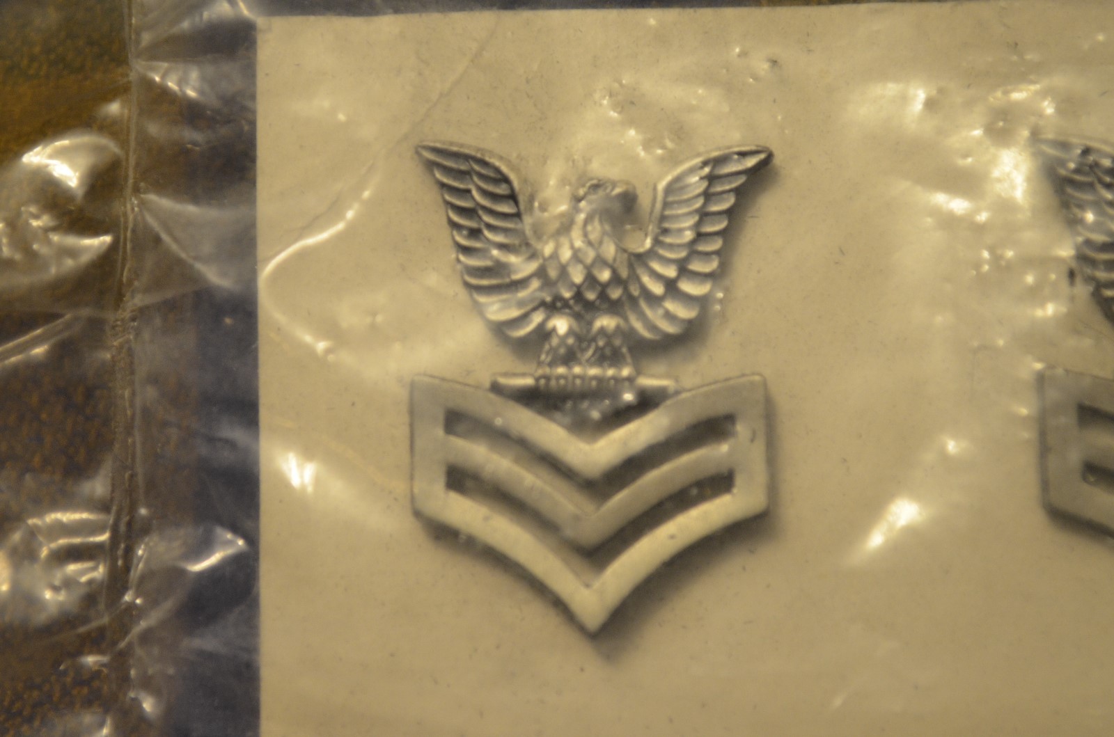 Pair of US Military Metal EAGLE w/Stripes Pins-Attached with 2 Push Pins