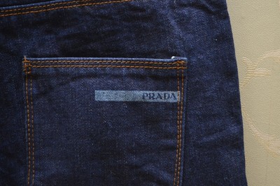 Pre-owned Prada Denim Womens Jeans Logo Red Tab Nylon Details Sizes It 38, 40, 42