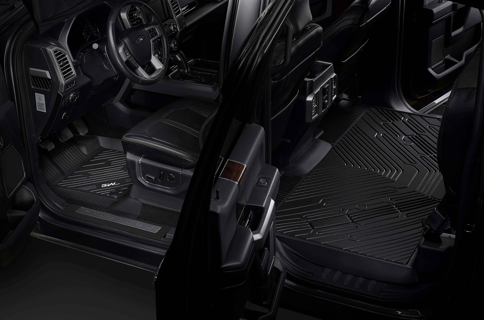 3W TPE Floor Mats for 2015-2024 Ford F-150/F-150 Lightning Super Crew Cab Liner