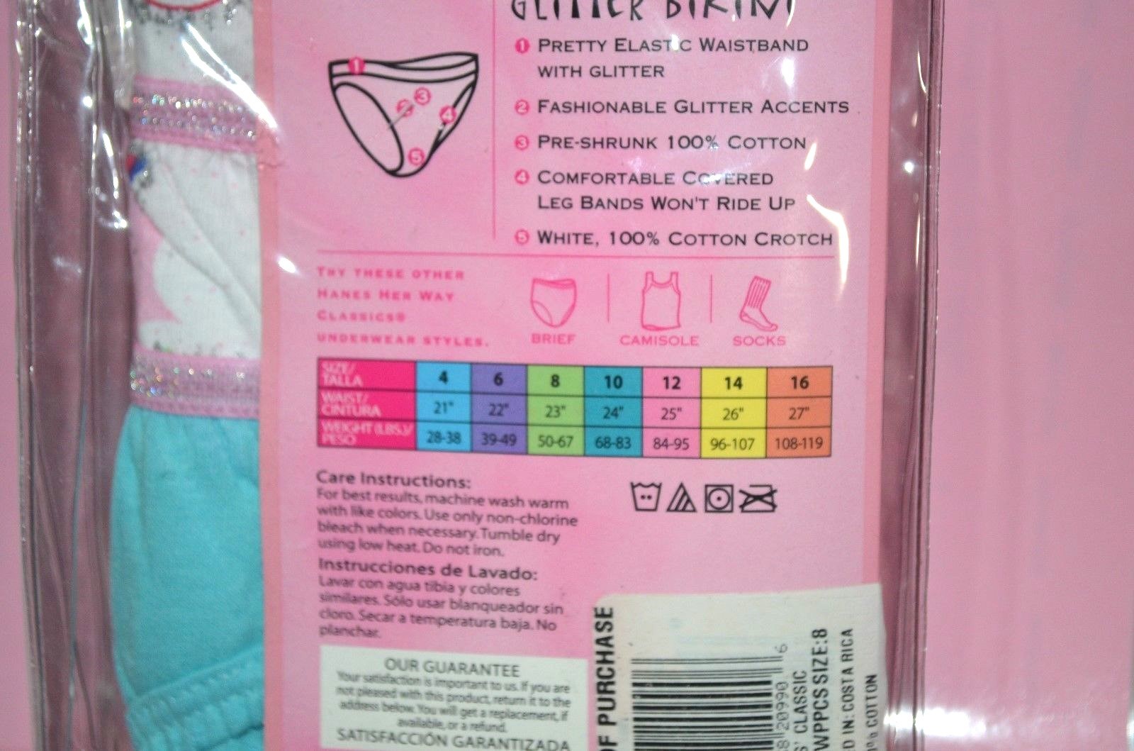 Hanes Girls Brief Panties Pantie Underwear Kids Cotton Size 8 6 Pair Pack *New*