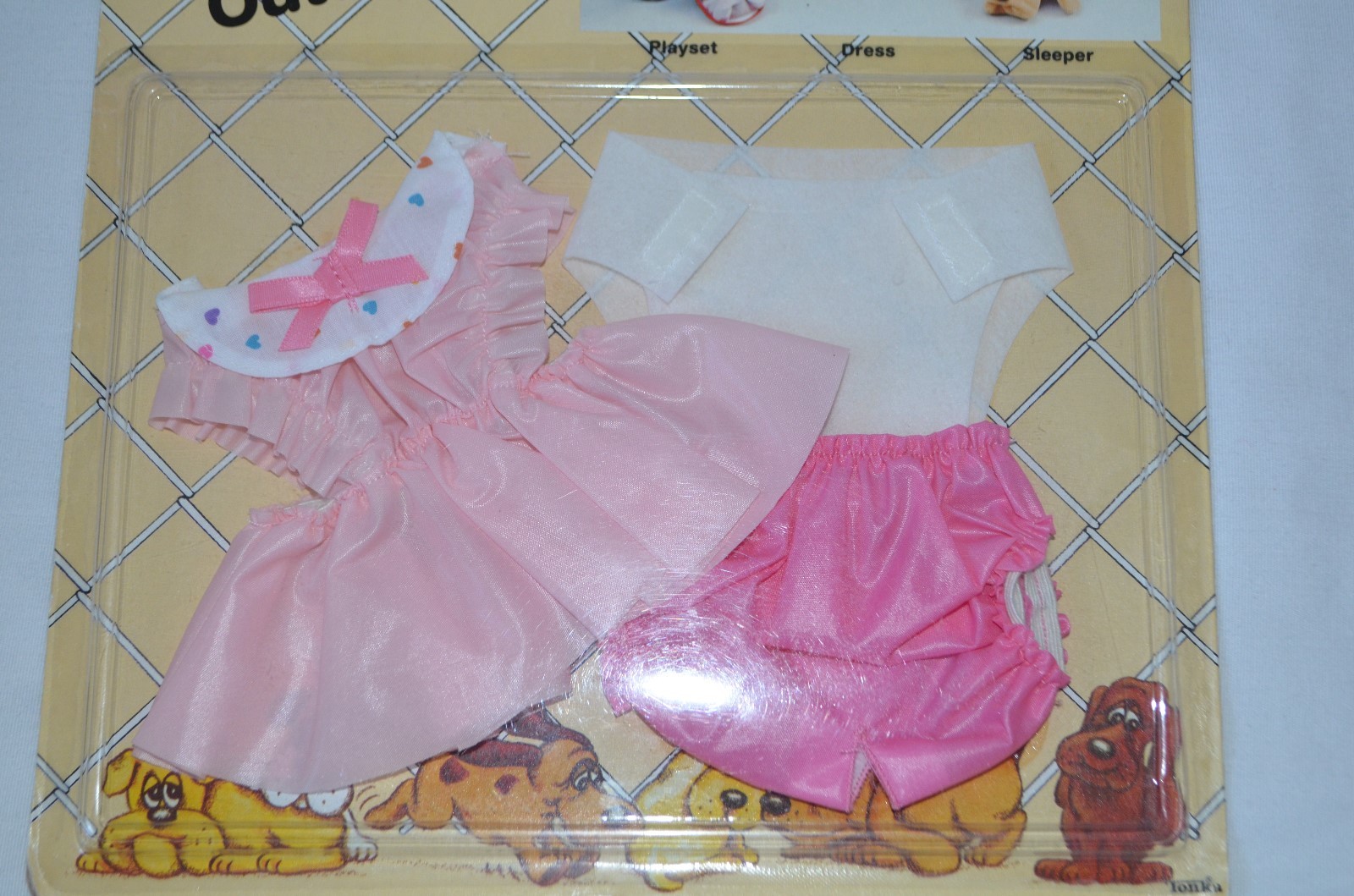 VTG Tonka Pound Puppy Newborns Outfit Dress Diaper Pink Pants Plush Dog Clothes