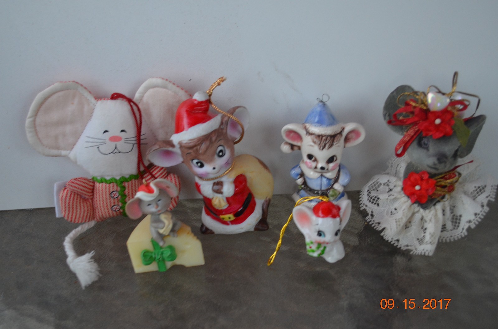 Lot of 6 Vintage Mice Mouse Christmas Ornaments